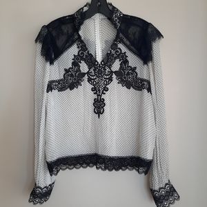 The Kooples polka dots & lace blouse